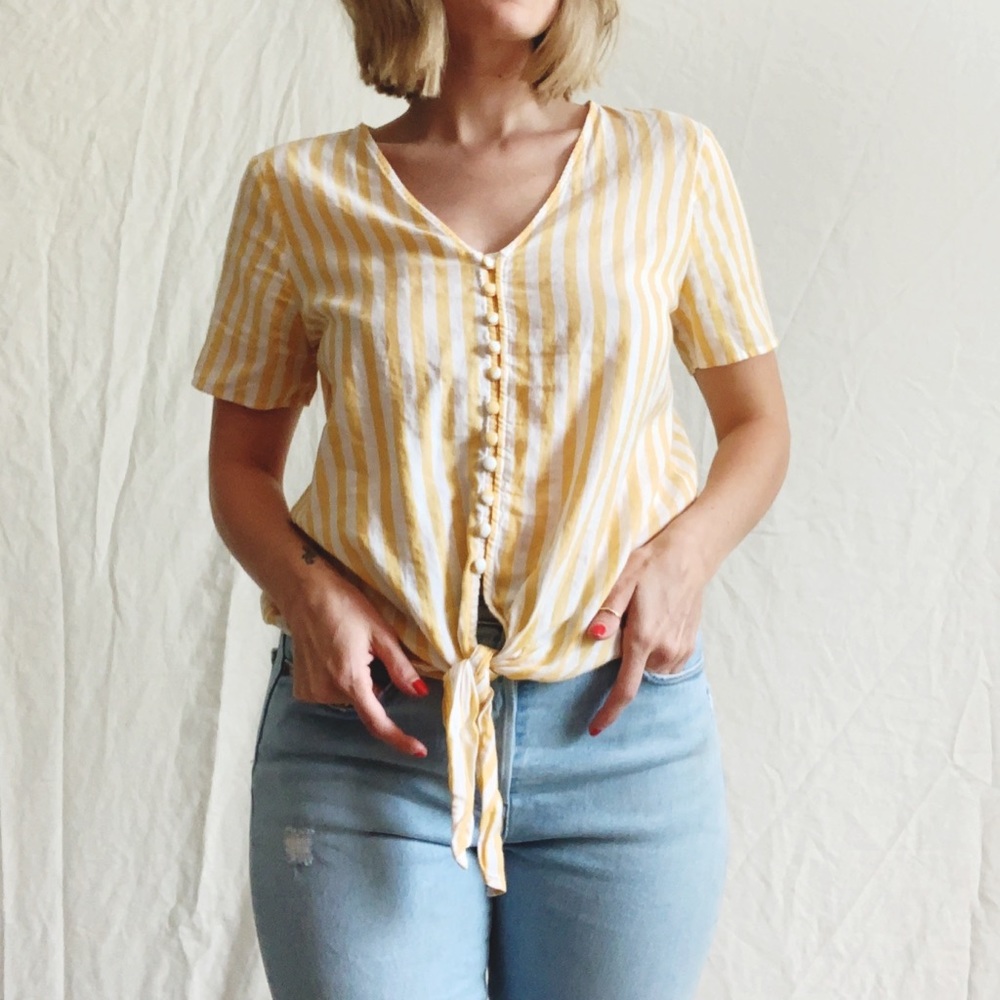 MADEWELL TIE FRONT BLOUSE